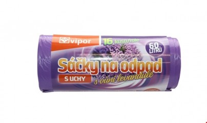 Sáček koš s hchy LDPE 60l /21my/16ks levandule