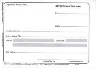 Stvrzenka výdajová nečísl. A6/100 COPY