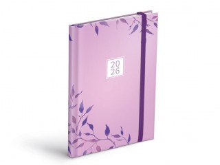 Týdenní diář MFP A5 Lamino gumka - Fialové listy