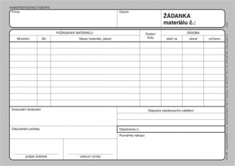 Žádanka materiálu  A5/40 COPY