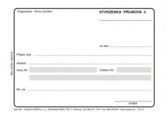 Stvrzenka příjmová nečísl. A6/100 COPY